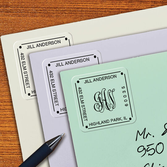 Monogram Square Return Address Labels